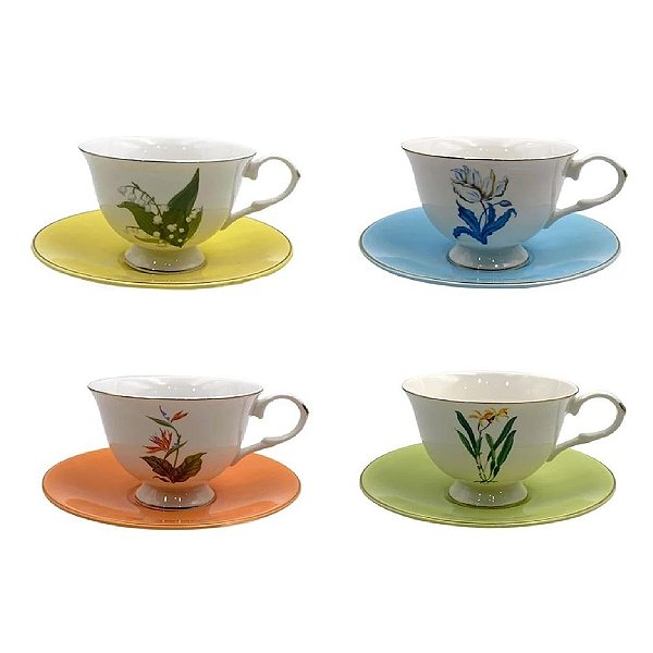Cj 4 Xícaras L'hermitage Floral porcelana