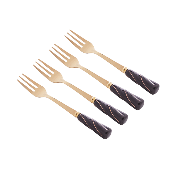 Cj 4 Garfos Aço Inox Aperitivo Dourado