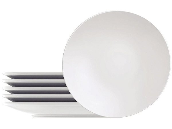Jogo de Pratos Redondo de Porcelana Branco Sobremesa