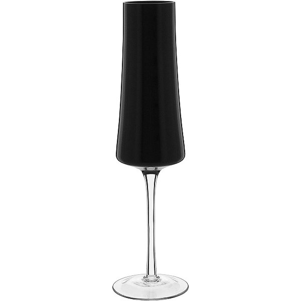 JOGO 2 TAÇAS CHAMPANHE VIDRO PRETO