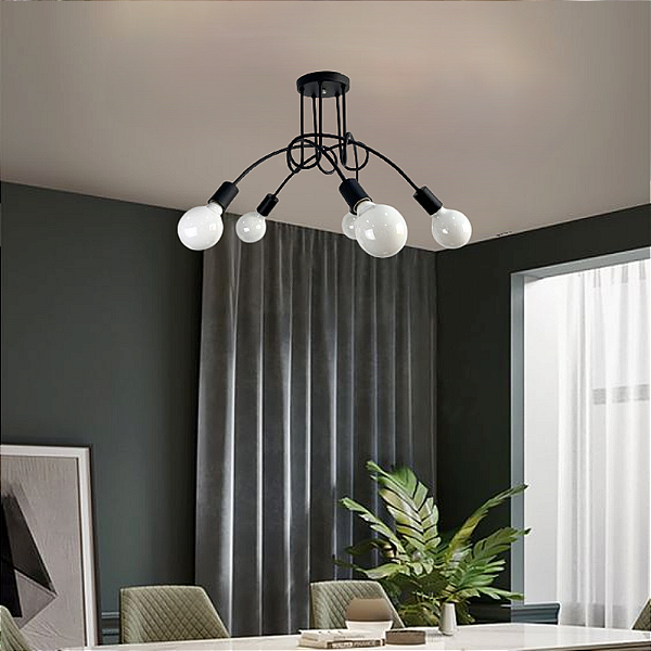 Luminária de Teto Plafon Sputnik Assimétrico Laço 5 Lampadas sala salão cozinha quarto