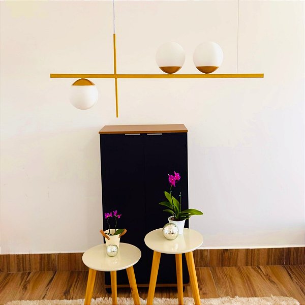Luminária de Teto Pendente Linea 3 Globos para sala salao cozinha e comercio