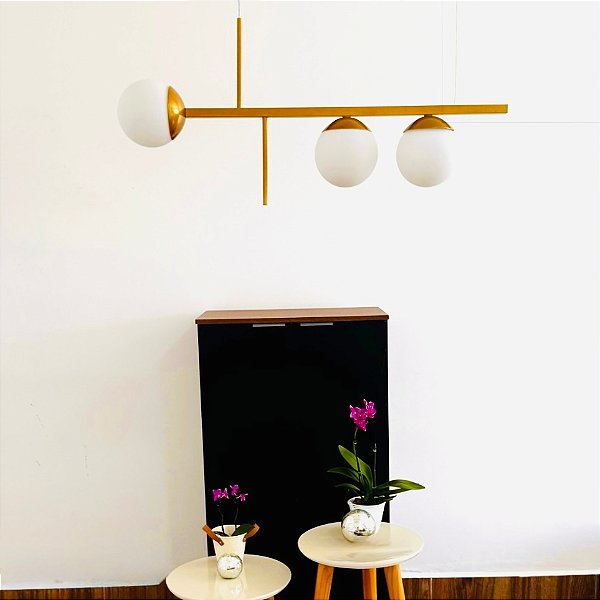 Lustre Pendente Fuzue 3 Globos moderno para ambientes internos