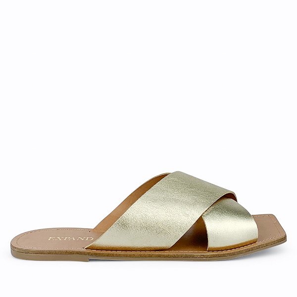 Rasteira Ouro Light Metalizado em X