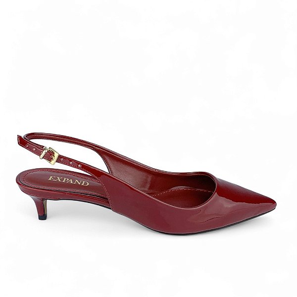 Scarpin Slingback Marsala Verniz Salto Baixo