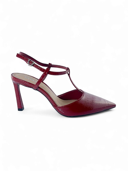 Slingback Preto Verniz Modelo Salomé