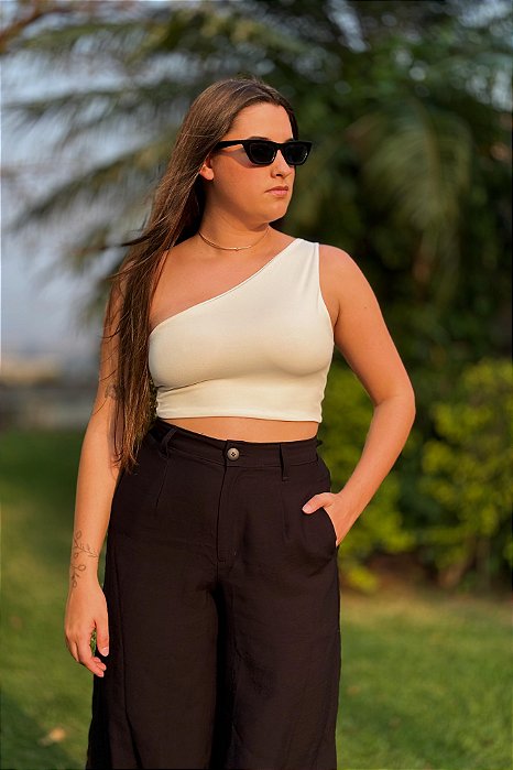 Cropped Nula Manga Branco