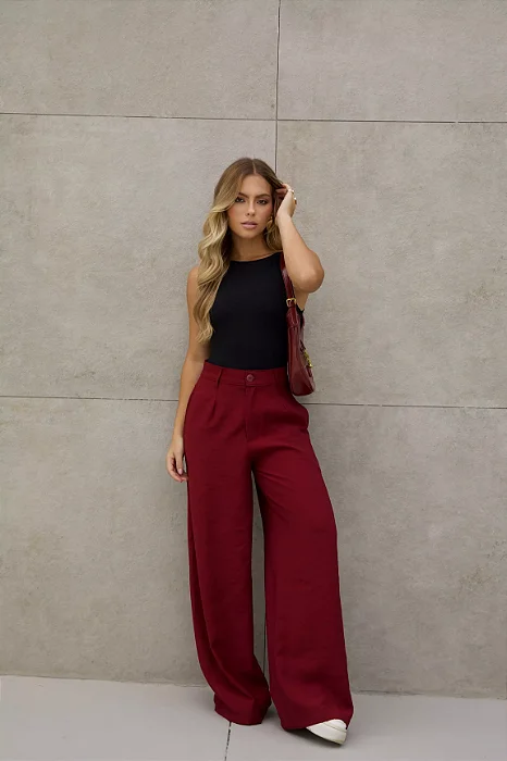 Calça Pantalona Marsala