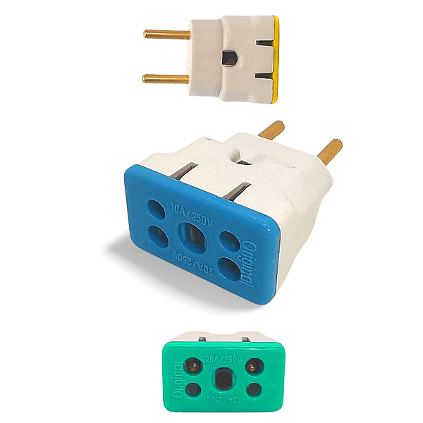 Adaptador de Tomada Bob Colorido Benjamin 10A 20A Plug Pino Grosso Chato Até 250v - CompleteStore®
