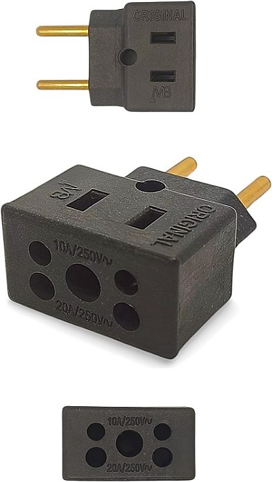 Adaptador Tomada Premium Bob Esponja Benjamin Reforçado 10A 20A Plug Pino Grosso e Fino até 250v - Plugue Bivolt