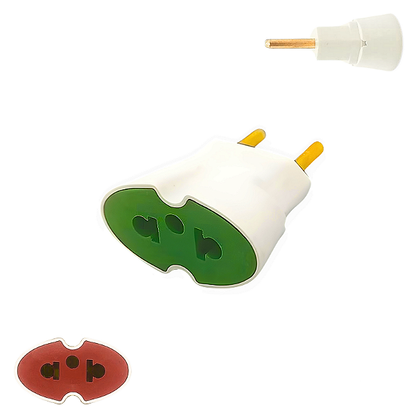 Adaptador Benjamin Multicolor 10A Universal - Compatível com Plugues Tipo N, A, B - Pinos Finos - Suporta até 250V
