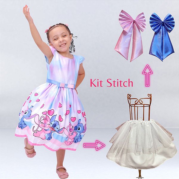 Kit Stitch Angel Vestido+armação+laço