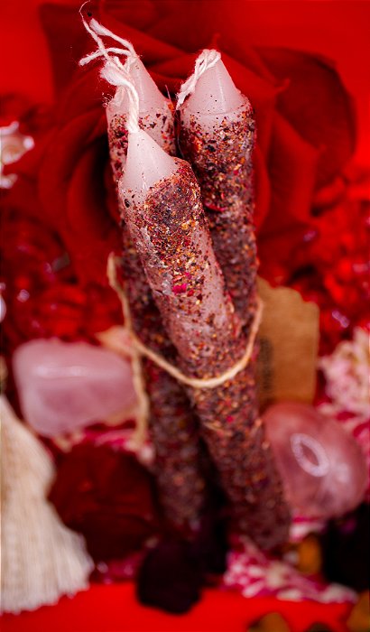 Velas Ritualísticas - Rosas Vermelhas com Hibisco
