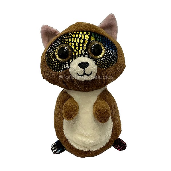 Quati de Pelúcia com Olhos Grandes Brilhantes 20cm, toque macio, presente, máquina de bichinhos, ursinho de pelúcia