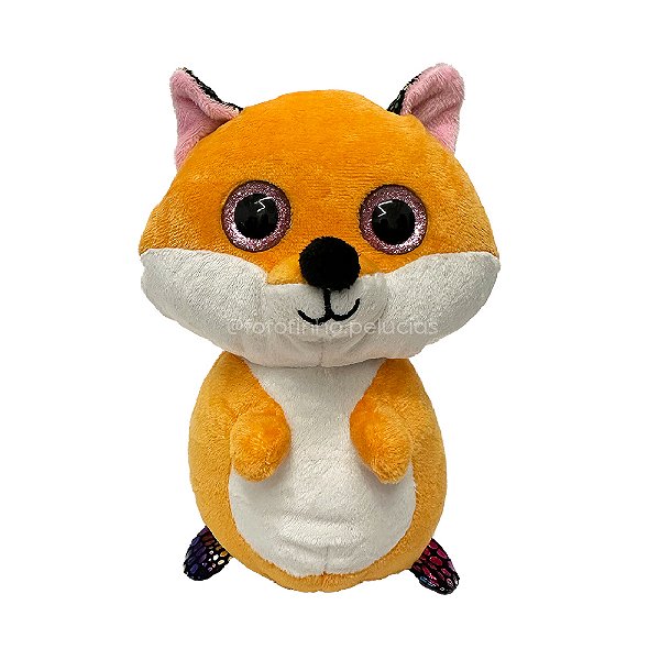 Raposa de Pelúcia com Olhos Grandes Brilhantes 20cm, toque macio, presente, máquina de bichinhos, ursinho de pelúcia