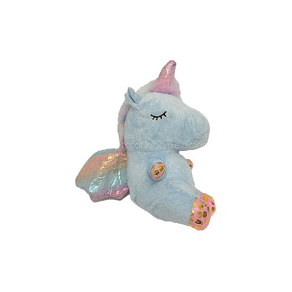 Unicórnio de Pelúcia 17cm Azul Céu, toque macio, presente, máquina de bichinhos, ursinho de pelúcia