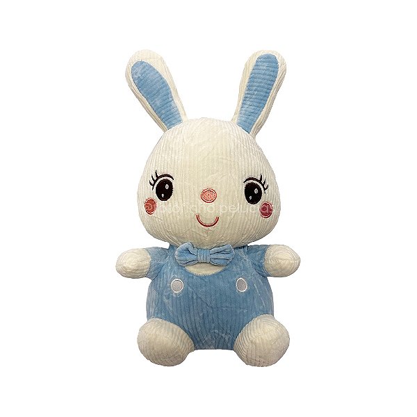 Coelho com Borboletinha Azul de Pelúcia 35cm, presente, ursinho de pelúcia