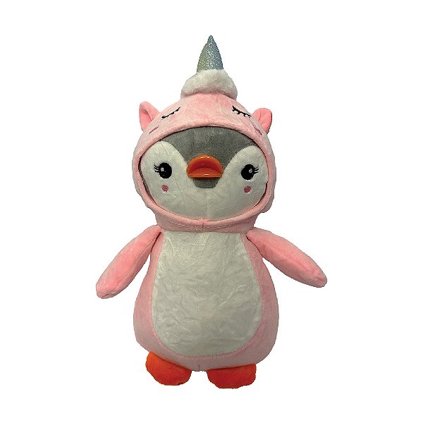Pinguim Unicórnio de Pelúcia 30cm Rosa, toque macio, presente, máquina de bichinhos, ursinho de pelúcia