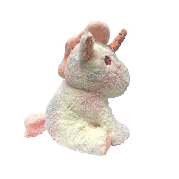 Unicórnio de Pelúcia Ombré Olho Rosa 30 cm, toque macio, presente, ursinho de pelúcia