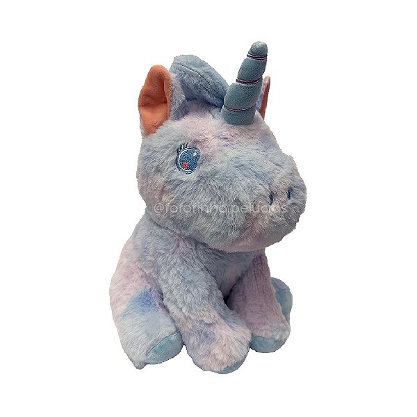 Unicórnio de Pelúcia Ombré Olho Azul 30 cm, toque macio, presente, ursinho de pelúcia