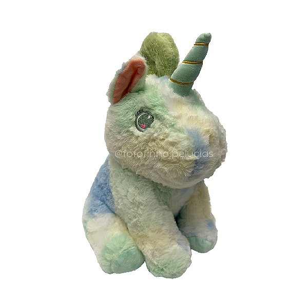 Unicórnio de Pelúcia Ombré Olho Verde 30 cm, toque macio, presente, ursinho de pelúcia