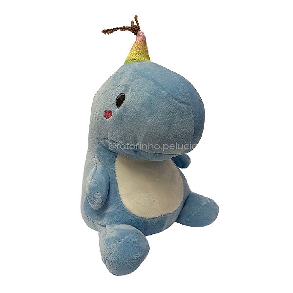 Dino Festa Dinossauro de Pelúcia 20cm na cor azul celeste, toque macio, presente, máquina de bichinhos, ursinho de pelúc