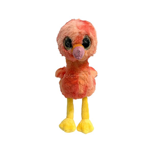 Flamingo de Pelúcia Olhos Grande e Brilhantes Coral