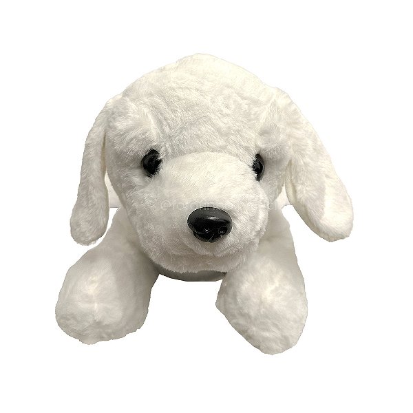 Cachorro de Pelúcia Branco Deitado Grande