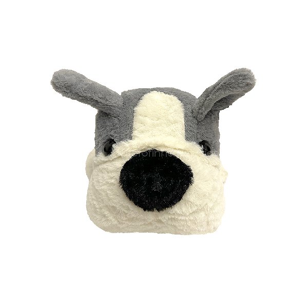 Cachorro de Pelúcia Deitado Peludinho Cinza