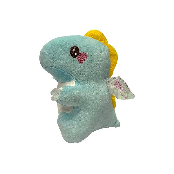 Dinossauro de Pelúcia com Asas Azul Claro com Amarelo