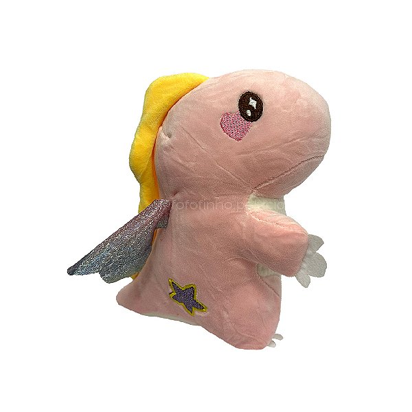 Dinossauro de Pelúcia com Asas Cintilantes Rosa Claro