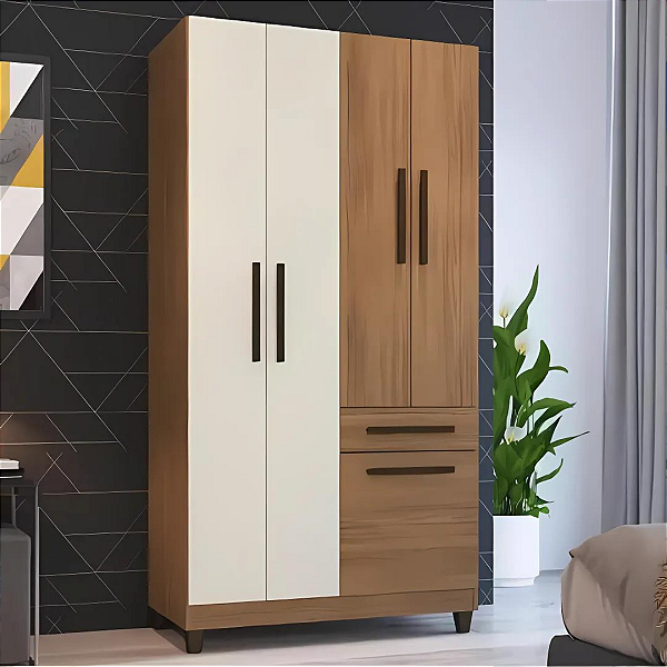 Roupeiro Solteiro Laguna 5 Portas 1 Gaveta Canella