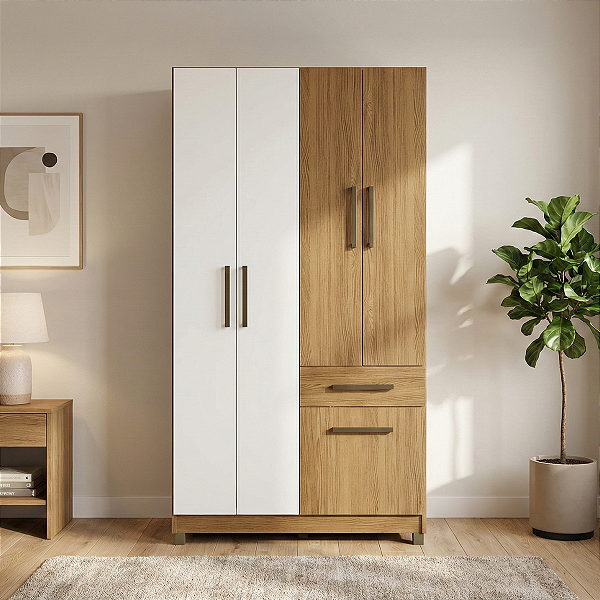 Roupeiro Solteiro Laguna 5 Portas 1 Gaveta Canella