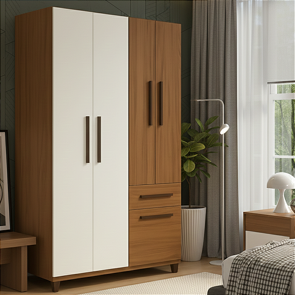 Roupeiro Solteiro Laguna 5 Portas 1 Gaveta Canella