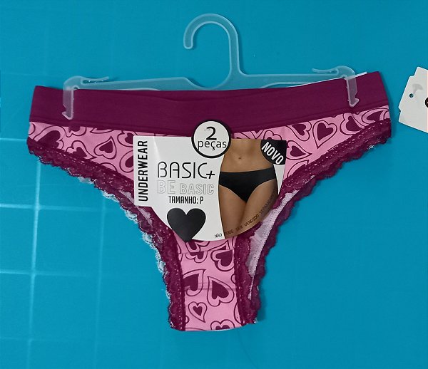 Conjunto de Calcinhas Femininas com Detalhes em Renda - 2 Peças