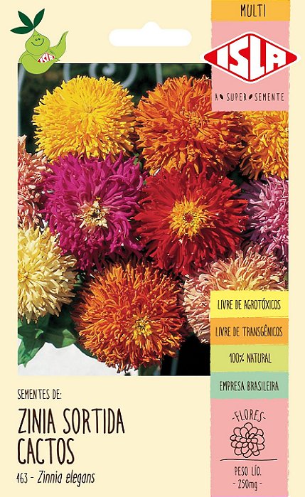 ZINNIA SORTIDA CACTOS - Sementes