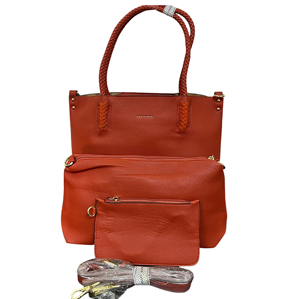 Kit Bolsa Feminina Vermelho VulcânicoTiracolo + Bolsa Tote + Carteira