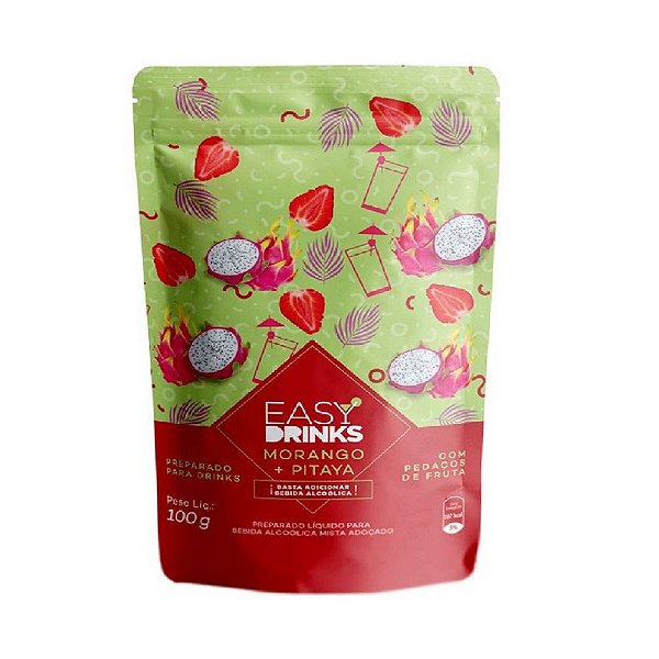 Preparado para Drinks sabor Morango e Pitaya Easy Drinks 100g