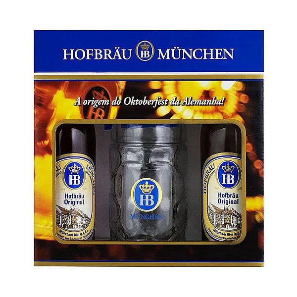 Kit Cerveja Original HB Hofbräu München 2 Garrafas 500ml + Caneca