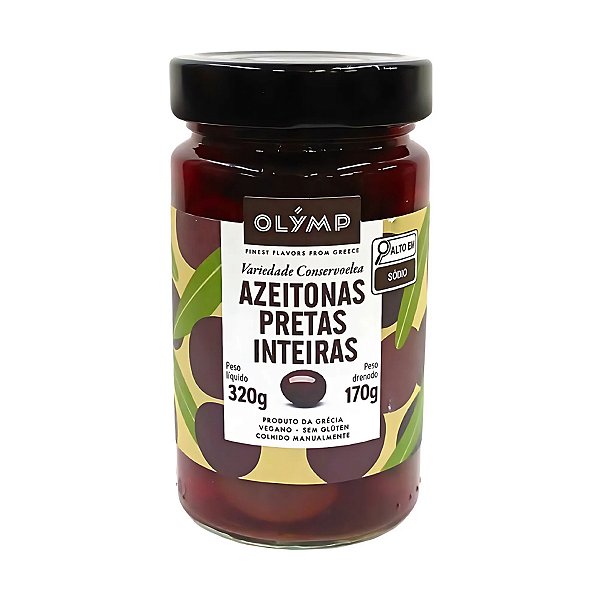 Azeitonas Pretas Inteiras Olymp 170g