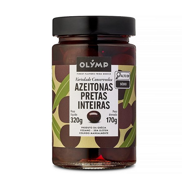 Azeitonas Pretas Inteiras Olymp 170g