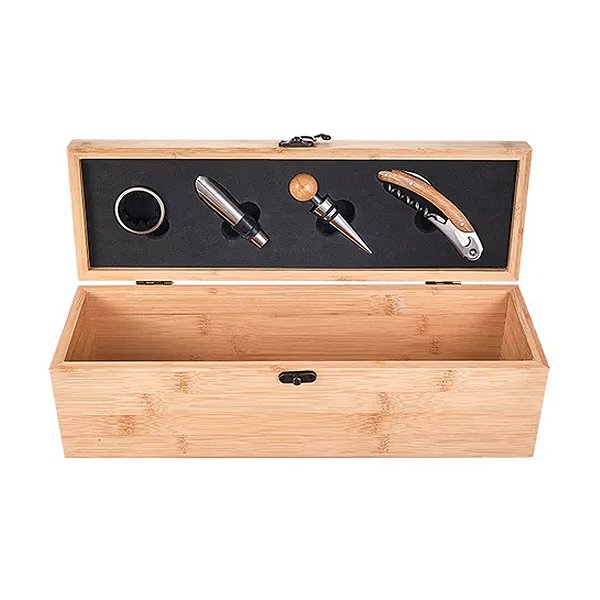 Porta Vinho 5 Peças Caixa de Bambu Mimo Style