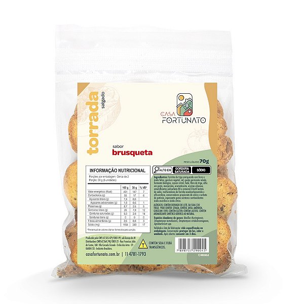 Torrada Sabor Brusqueta Casa Fortunato 70g