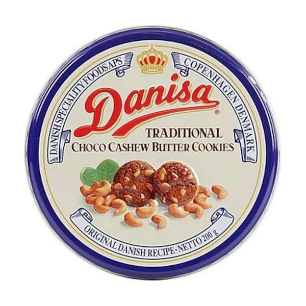Butter Cookies com Chocolate e Castanha de Caju Lata Danisa 200g