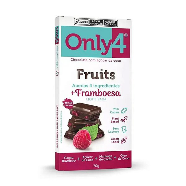 Chocolate Only4 70% com Framboesa 70g