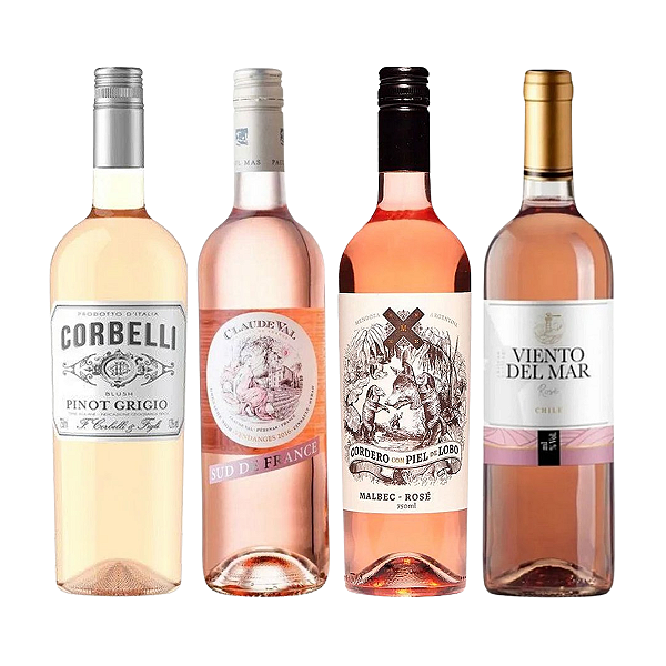 Kit 4 Vinhos Rosé Itália França Argentina Chile