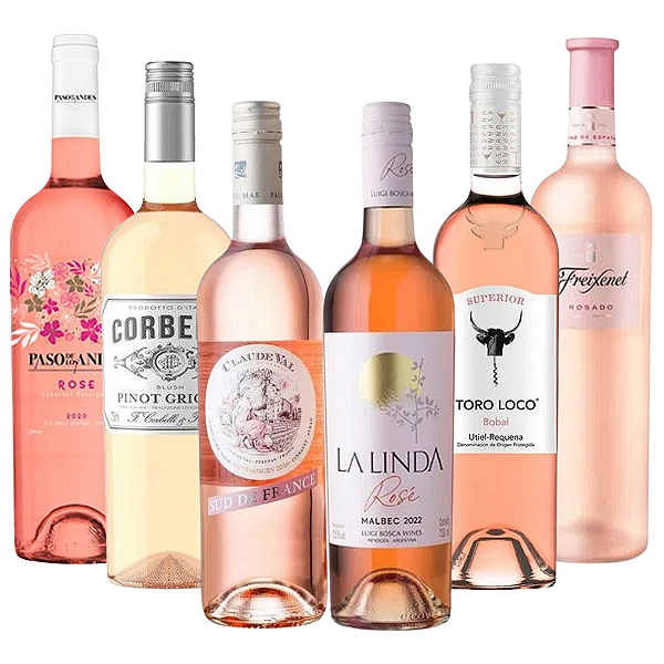 Kit 6 Vinhos Rosé Degustação Internacional 6 Países