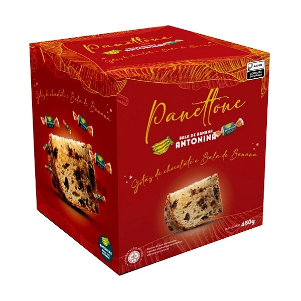 Panettone com Gotas de Chocolate e Bala de Banana Antonina 450g
