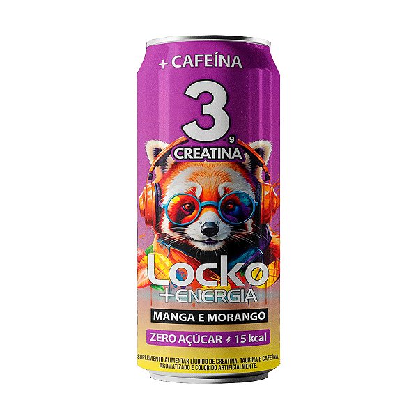 Energético Locko Manga e Morango Zero Açúcar 473ml