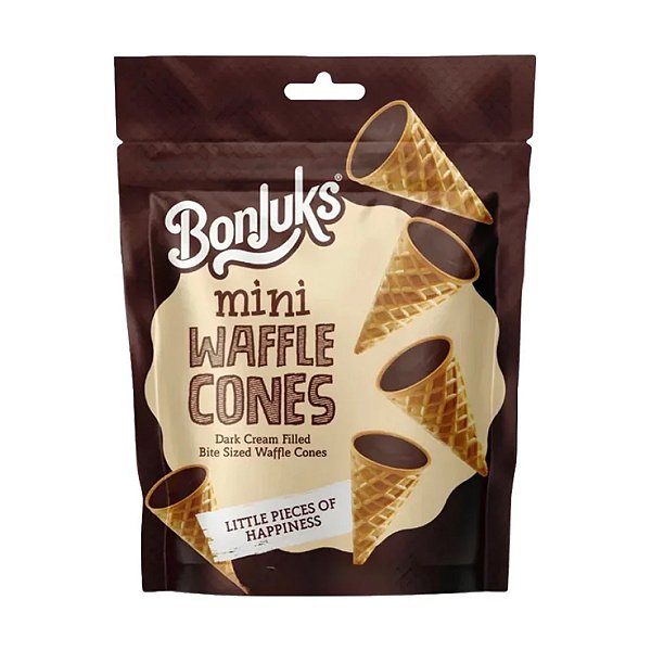 Mini Waffle Cones com Chocolate Amargo Bonjuks 50g